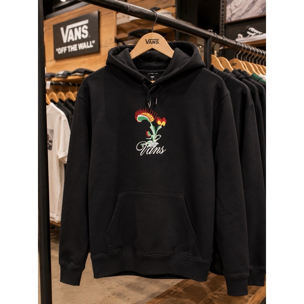 Vans Hoodie Mens Large Black Embroidered Venus Fly Trap Oversized Skater 90 Y2K